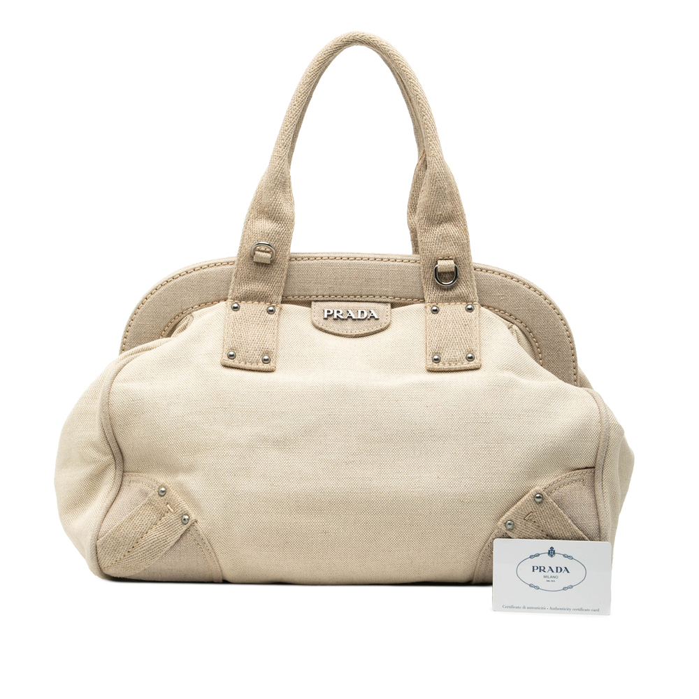 Pre-Loved Prada Canvas Canapa Mistolino Frame Satchel - Picture 7 of 7